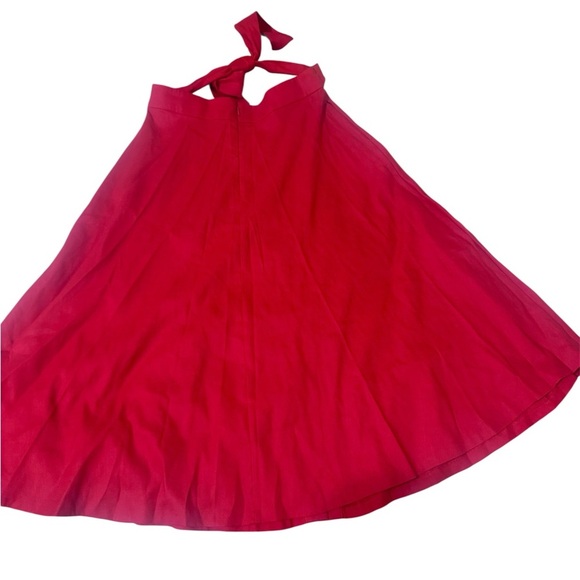 Ann Taylor Red A-Line Midi Skirt with Tie Front - Picture 3 of 6